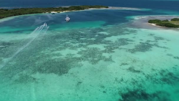 Los Roques Mar Caribe Paisagem Fantástica Vista Aérea Ilha Paradisíaca — Vídeo de Stock