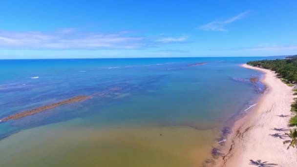 Арраял Ajuda Пляж Баїя Бразилія Вид Синього Моря Ясну Погоду — стокове відео