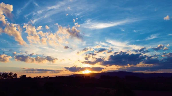 Escena Del Atardecer Explosión Colores Colección Sunset Gran Paisaje Cielo — Foto de Stock