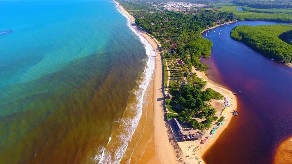 Playa Caraiva Hermoso Paisaje Playa Bahía Brasil Vacaciones Viajes Resort — Foto de Stock