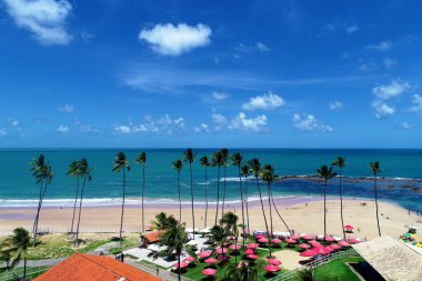 Cupe'nın Beach, Porto de Galinhas, Brezilya: Yüzme ile fishs doğal havuzlarda benzersiz deneyimi. Mükemmel seyahat. Tatil seyahat. Tatil tropikal. Tropikal seyahat. Büyük plaj sahne. Güzel manzara. Sahne seyahat. Tatil sahne.