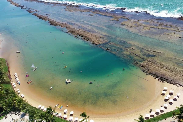 Вид Воздуха Природные Бассейны Пляжа Муро Альто Порто Галиньяс Бразилия — стоковое фото