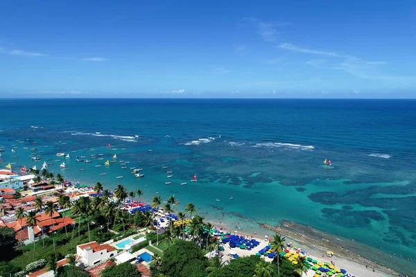 Vista Aérea Playa Porto Galinhas Pernambuco Brasil Experiencia Nadar Con — Foto de Stock