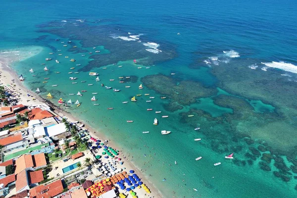 Luchtfoto Van Porto Galinhas Beach Pernambuco Brazilië Ervaring Van Het — Stockfoto