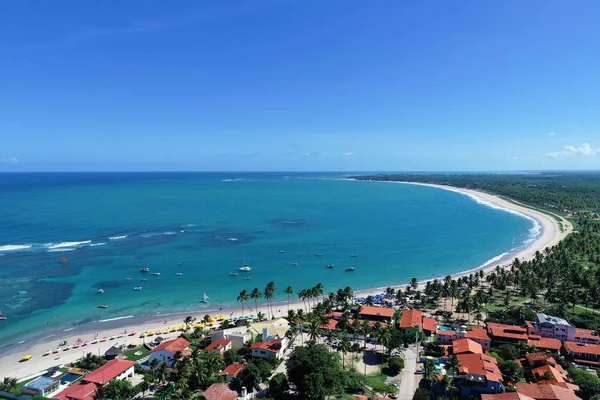 Vista Aérea Playa Porto Galinhas Pernambuco Brasil Experiencia Nadar Con — Foto de Stock