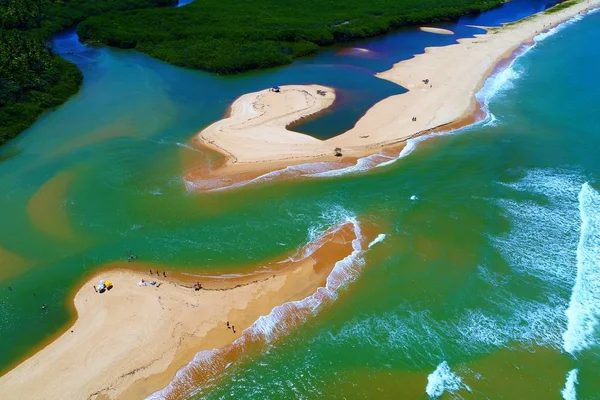 Αεροφωτογραφία Της Παραλίας Cumuruxatiba Prado Bahia Βραζιλία Διακοπές Στην Παραδεισένια — Φωτογραφία Αρχείου