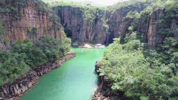 Aerial View Famous Canyons Capitolio Lagoon Minas Gerais Brazil Beauty — Stock Video