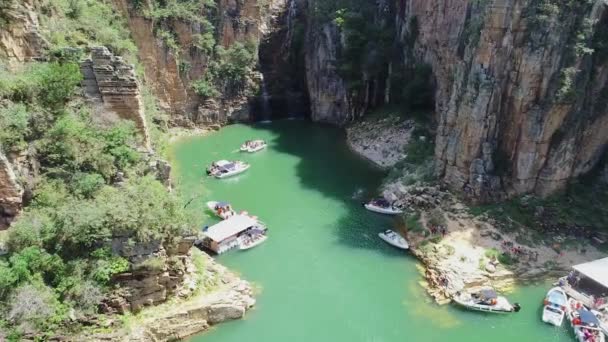 Letecký Pohled Slavné Kaňony Capitolio Lagoon Minas Gerais Brazílie Krása — Stock video