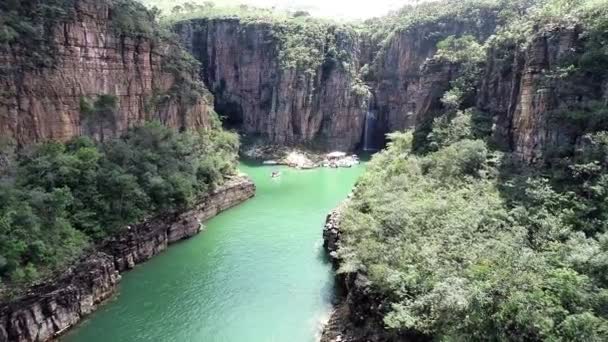 Vista Aérea Dos Famosos Canyons Lagoa Capitólio Capitólio Minas Gerais — Vídeo de Stock