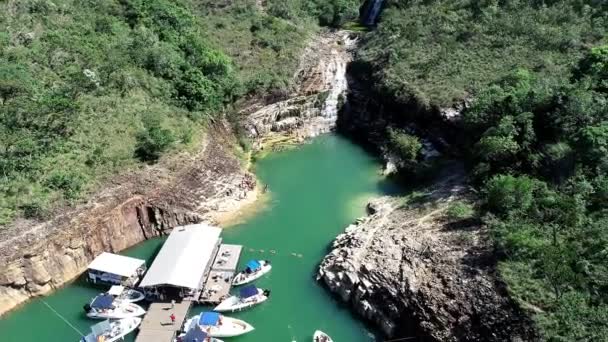 Vista Aérea Lagoa Azul Capitólio Com Bela Paisagem Capitólio Minas — Vídeo de Stock