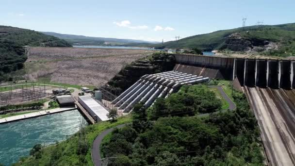 Vista Aérea Hidroelétrica Furnas Minas Gerais Brasil Geração Energia Barragem — Vídeo de Stock