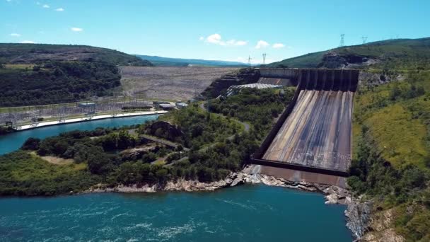 Vista Aérea Hidroelétrica Furnas Minas Gerais Brasil Geração Energia Barragem — Vídeo de Stock