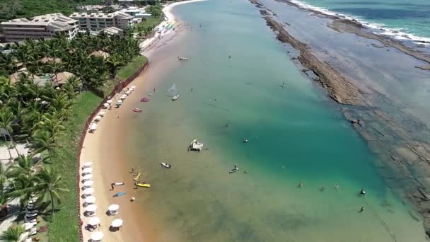 Vista Aérea Praia Muro Altos Porto Galinhas Brasil Férias Praia — Vídeo de Stock