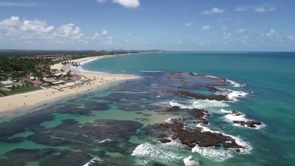 Cupes Beach Porto Galinhas Brazilië Unieke Ervaring Van Het Zwemmen — Stockvideo