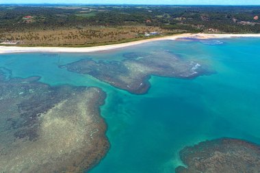 Brezilya ' doğal havuzlu ıssız sahilde tatil. Sao Miguel dos Milagres, Alagoas, Brazil. Harika manzara. Büyük plaj sahne. Cennet plaj. Brazillian Karayipler.