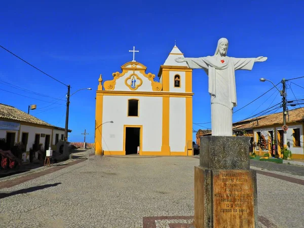 Famous church on the Arraial dAjuda, Bahia, Brazil. Church, temple, religion, faith. Catholic church. Catholic Religion. Catholic Priest.