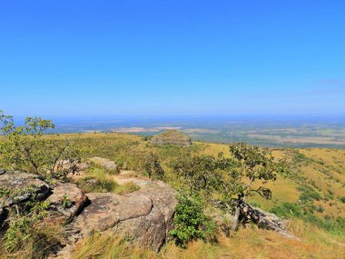 Chapada dos Guimaraes, Mato Grosso, Brezilya'da Alto do Ceu Gözlemevi görünümü. Harika bir manzara. Seyahat yeri. Tatil seyahati. 