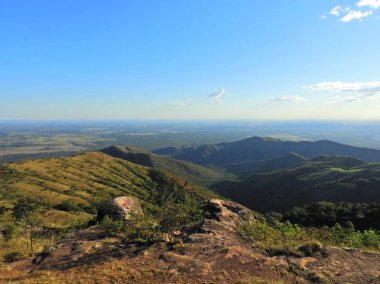Chapada dos Guimares, Mato Grosso, Brezilya'da Alto do Cu Gözlemevi görünümü. Harika bir manzara. Seyahat yeri. Tatil seyahati. 