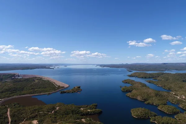 曼索泻湖水力发电的鸟瞰图 马托格罗索 伟大的风景 旅行目的地 度假旅行 — 图库照片