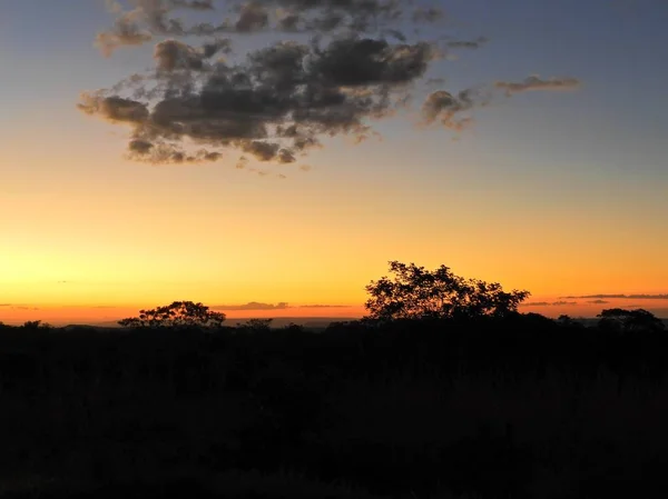 Vista Del Atardecer Chapada Dos Guimares Mato Grosso Brasil Gran —  Fotos de Stock