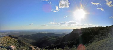 Chapada dos Guimares, Mato Grosso, Brezilya'da gün batımı manzarası. Harika bir manzara. Seyahat yeri. Tatil seyahati.