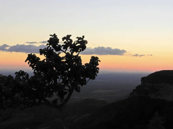 Vista Del Atardecer Chapada Dos Guimares Mato Grosso Brasil Gran —  Fotos de Stock