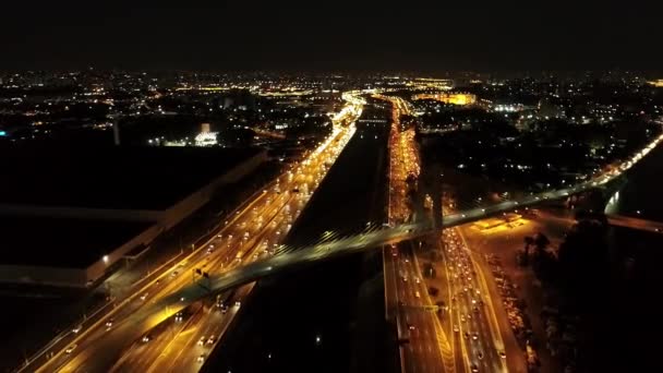 Vista Aérea Ponte Estaiada São Paulo Brasil Centro Negócios Centro — Vídeo de Stock