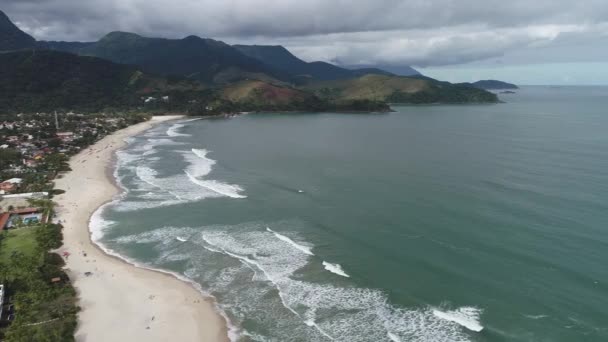 Vista Aérea Las Playas Maresias Pauba Sao Sebastiao Costa Norte — Vídeos de Stock