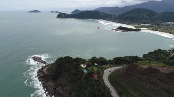 Vista Aérea Las Playas Maresias Pauba Sao Sebastiao Costa Norte — Vídeo de stock