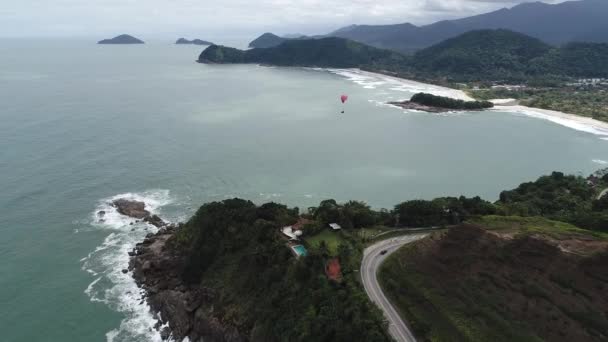 Flygvy Över Maresias Och Pauba Stränder Sao Sebastiao Norra Kusten — Stockvideo