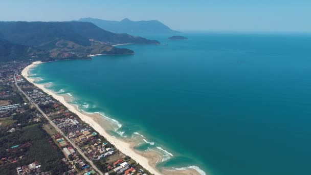 Luchtfoto Van Maresias Pauba Stranden Sao Sebastiao Noordkust Van Sao — Stockvideo