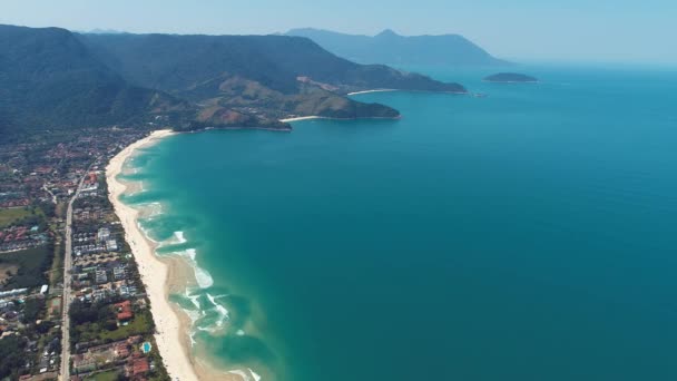 Veduta Aerea Delle Spiagge Maresias Pauba San Sebastiao Costa Nord — Video Stock