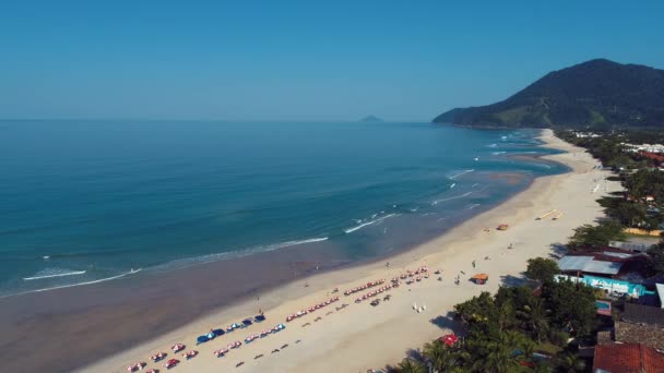 Luchtfoto Van Maresias Pauba Stranden Sao Sebastiao Noordkust Van Sao — Stockvideo