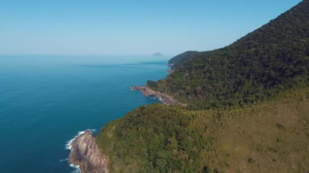 Flygvy Över Maresias Och Pauba Stränder Sao Sebastiao Norra Kusten — Stockvideo