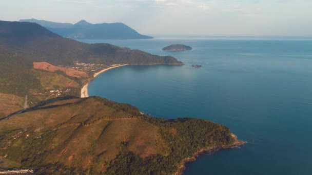 Veduta Aerea Delle Spiagge Maresias Pauba San Sebastiao Costa Nord — Video Stock