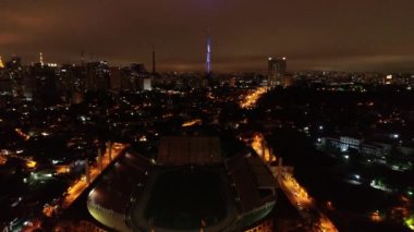 Pacaembu Stadyumu ve Charles Miller Meydanı havadan görünümü, Sao Paulo, Brezilya. Muhteşem manzara. Sao Paulo'nun ünlü kamusal alanları