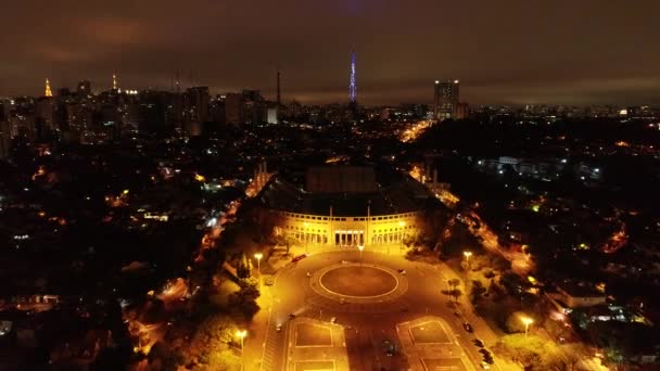 Vista Aérea Estádio Pacaembu Praça Charles Miller São Paulo Brasil — Vídeo de Stock