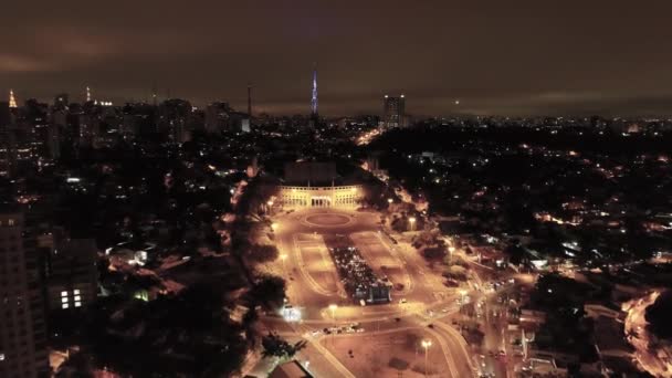 Brezilya Sao Paulo Nun Ünlü Halka Açık Yerlerinin Gece Manzarası — Stok video