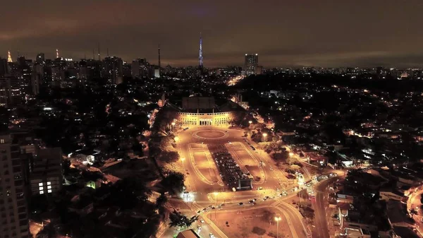 Vista Aérea Ciudad Por Noche Sao Paulo Brasil Gran Paisaje —  Fotos de Stock