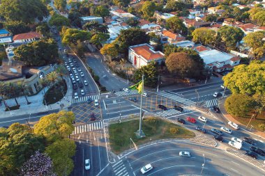 Güzel bir günde Ibirapuera 'nın Parkı' nın havadan görünüşü, Sao Paulo Brezilya. Harika manzara.. 