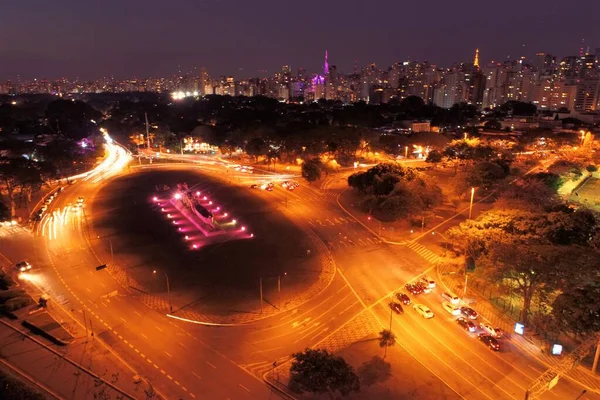 Vista Aérea Del Parque Ibirapuera Por Noche Sao Paulo Brasil —  Fotos de Stock