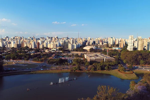 Vista Aérea Del Parque Ibirapuera Hermoso Día Sao Paulo Brasil —  Fotos de Stock