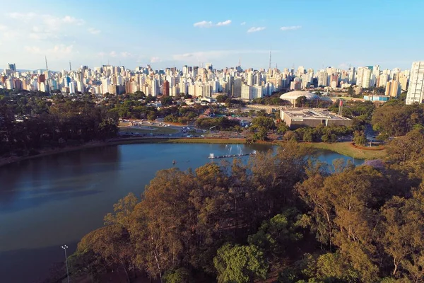 Veduta Aerea Del Parco Ibirapuera Nella Bella Giornata San Paolo — Foto Stock