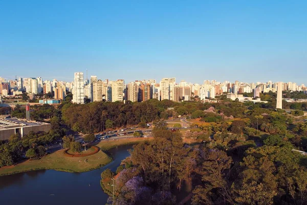 Vista Aérea Del Parque Ibirapuera Hermoso Día Sao Paulo Brasil —  Fotos de Stock