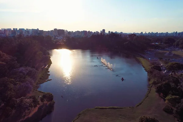 Vista Aérea Del Parque Ibirapuera Hermoso Día Sao Paulo Brasil —  Fotos de Stock