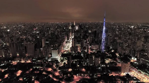 Vista Aérea Pôr Sol Cidade Grande Paisagem São Paulo Brasil — Fotografia de Stock