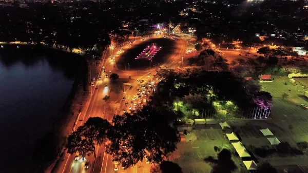 Ibirapuera Nın Parkı Bayrak Anıtı Sao Paulo Brezilya Günbatımı Manzarası — Stok fotoğraf