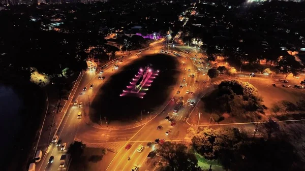 Ibirapuera Nın Parkı Bayrak Anıtı Sao Paulo Brezilya Günbatımı Manzarası — Stok fotoğraf