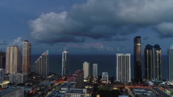 Vista Aérea Puesta Sol Del Paisaje Marino Sunny Isles Miami — Vídeo de stock