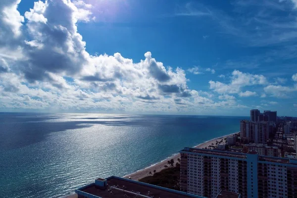 Vista Aérea Hollywood Beach Miami Estados Unidos Gran Paisaje Viajes —  Fotos de Stock